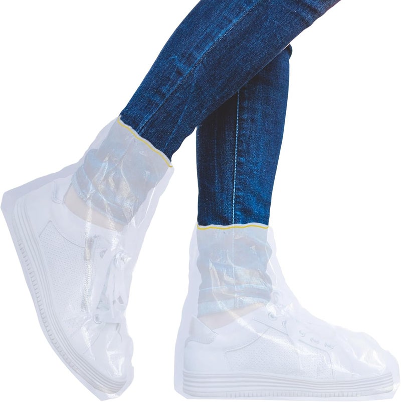 Aogigigio 20Pcs Rain Covers for Shoe Clear - Waterproof Disposable Plastic Clear Heavy Duty Shoe Covers for Men and Women - Image 1